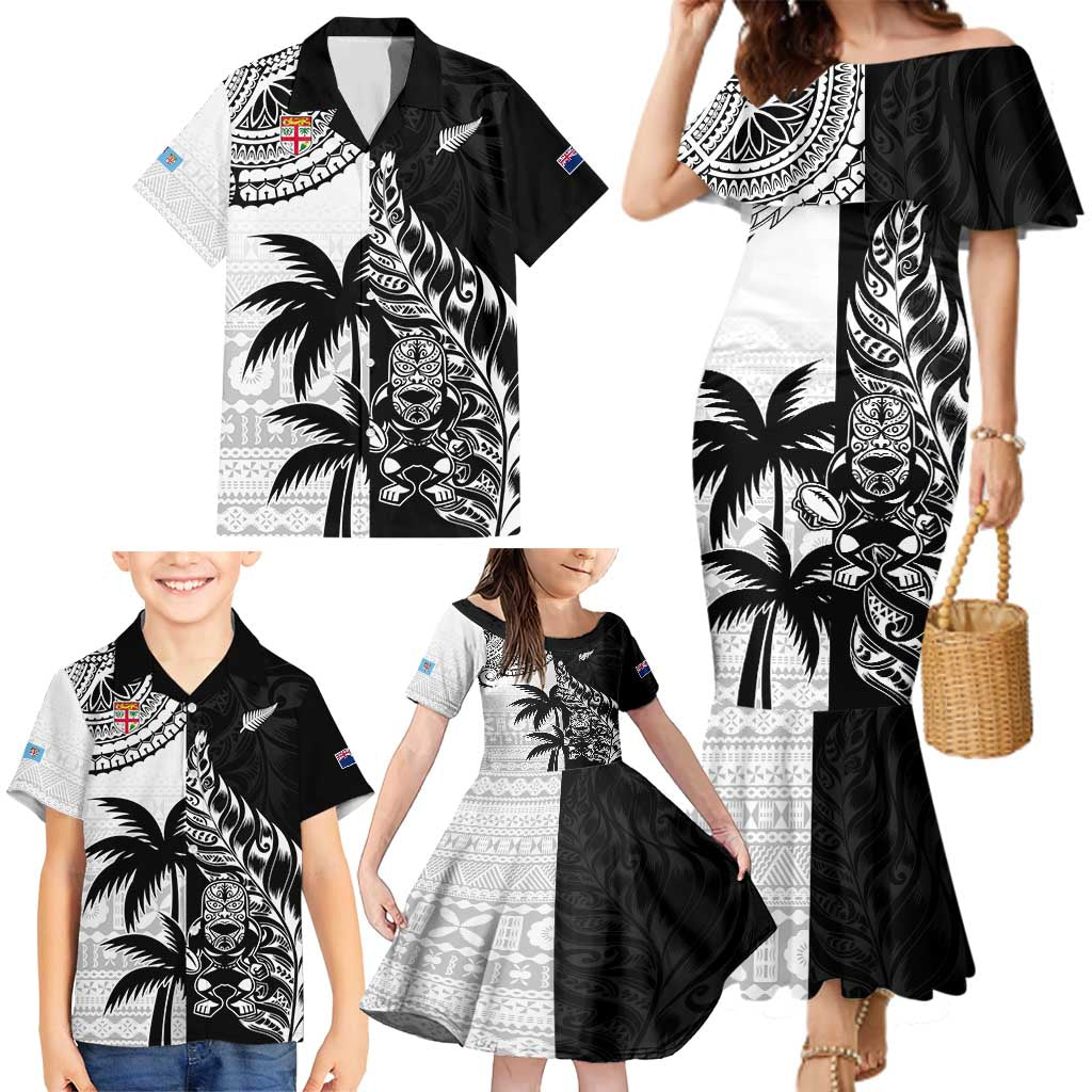 Custom Fiji New Zealand Family Matching Mermaid Dress and Hawaiian Shirt Maori mix Tapa Pattern Version LT9 - Polynesian Pride
