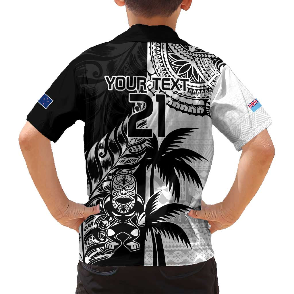 Custom Fiji New Zealand Family Matching Off Shoulder Maxi Dress and Hawaiian Shirt Maori mix Tapa Pattern Version LT9 - Polynesian Pride