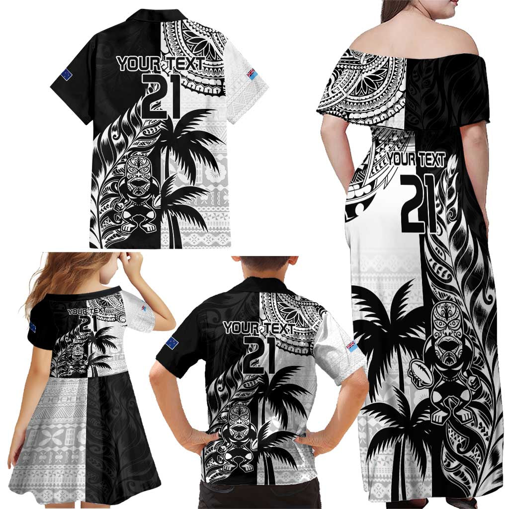 Custom Fiji New Zealand Family Matching Off Shoulder Maxi Dress and Hawaiian Shirt Maori mix Tapa Pattern Version LT9 - Polynesian Pride