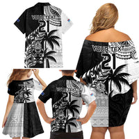 Custom Fiji New Zealand Family Matching Off Shoulder Short Dress and Hawaiian Shirt Maori mix Tapa Pattern Version LT9 - Polynesian Pride