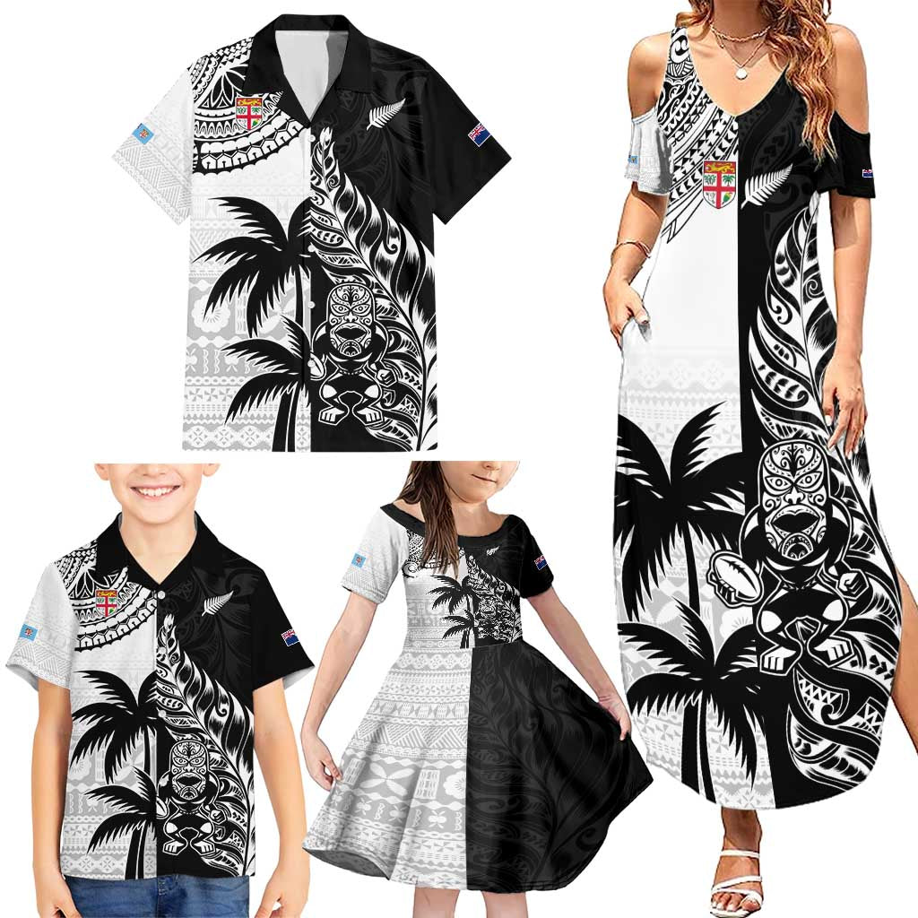 Custom Fiji New Zealand Family Matching Summer Maxi Dress and Hawaiian Shirt Maori mix Tapa Pattern Version LT9 - Polynesian Pride