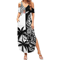 Custom Fiji New Zealand Family Matching Summer Maxi Dress and Hawaiian Shirt Maori mix Tapa Pattern Version LT9 Mom's Dress Black - Polynesian Pride