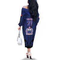 Custom Manu Samoa Sevens Rugby Family Matching Off The Shoulder Long Sleeve Dress and Hawaiian Shirt Samoan Tribal Tattoo LT9 - Polynesian Pride