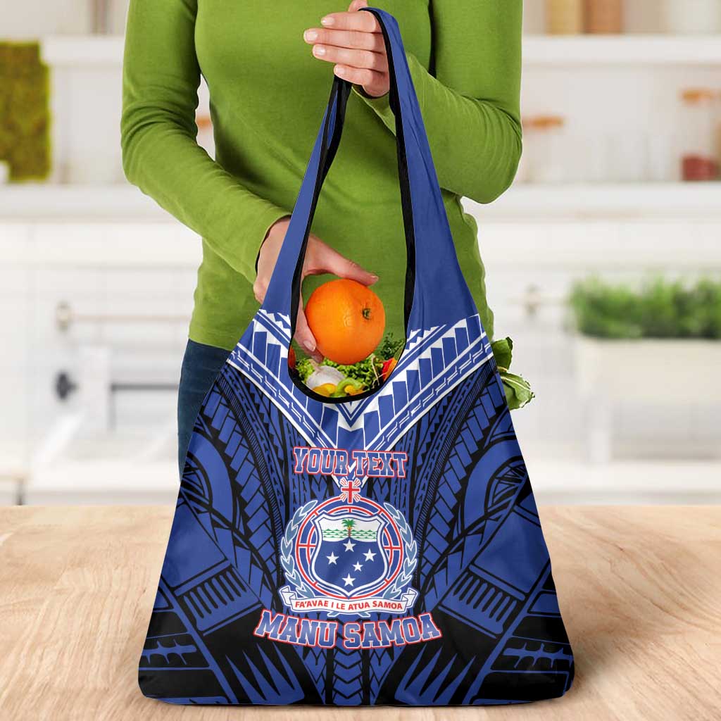 Custom Manu Samoa Sevens Rugby Grocery Bag Samoan Tribal Tattoo