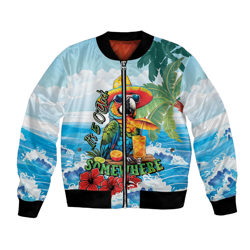Funny Parrot Margarita Five O'clock Somewhere Bomber Jacket
