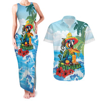 Funny Parrot Margarita Five O'clock Somewhere Couples Matching Tank Maxi Dress and Hawaiian Shirt