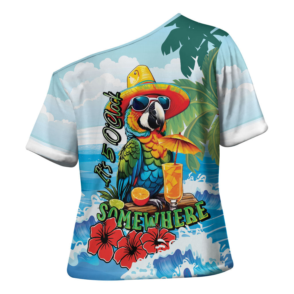 Funny Parrot Margarita Five O'clock Somewhere Cross Shoulder Shirt