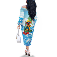 Funny Parrot Margarita Five O'clock Somewhere Family Matching Off The Shoulder Long Sleeve Dress and Hawaiian Shirt