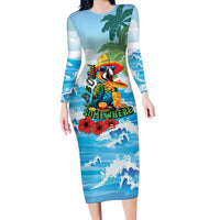 Funny Parrot Margarita Five O'clock Somewhere Long Sleeve Bodycon Dress
