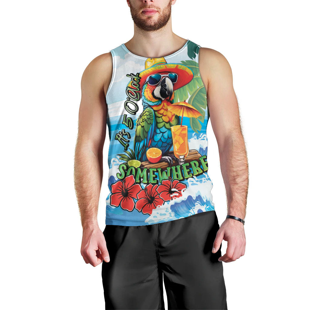 Funny Parrot Margarita Five O'clock Somewhere Men Tank Top