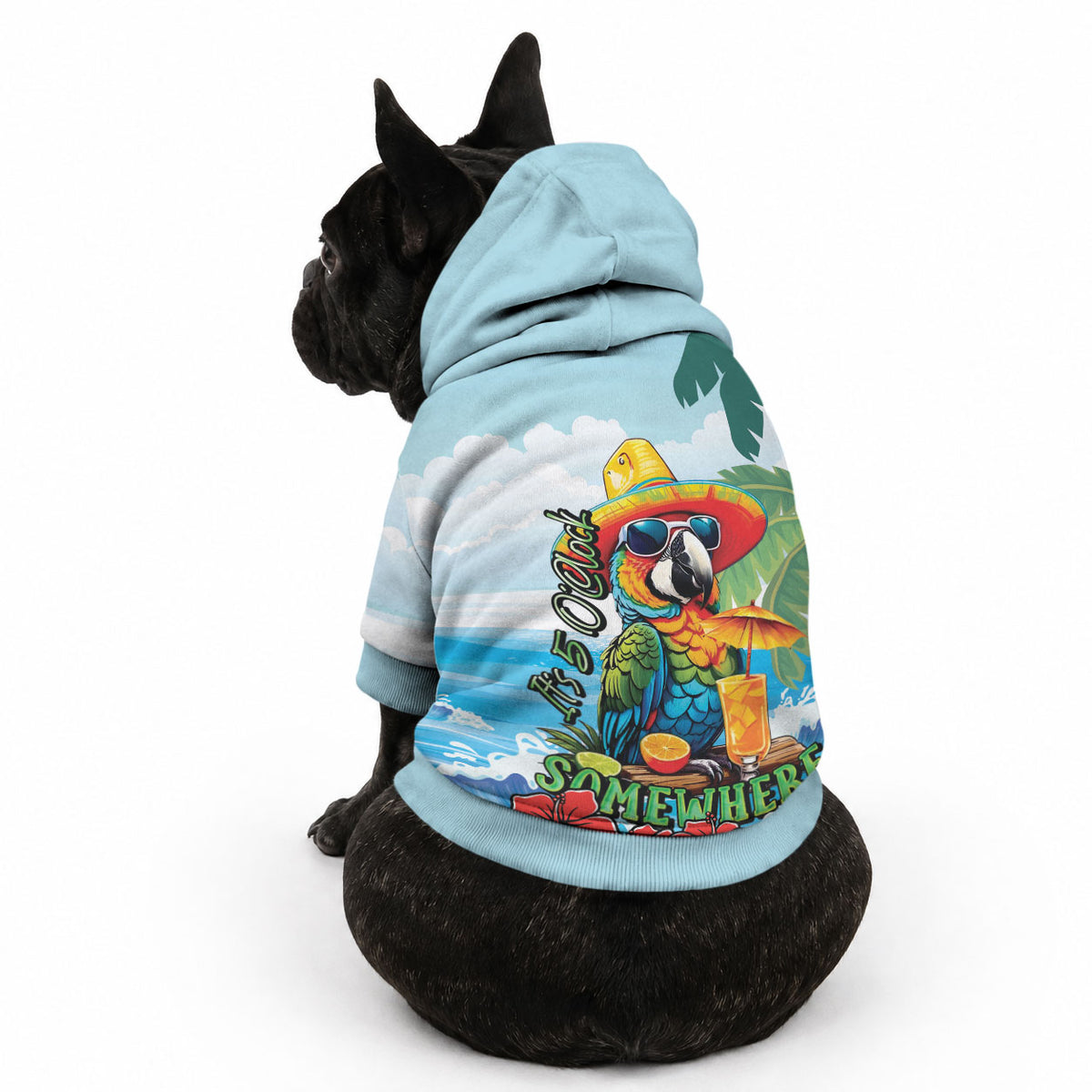 Funny Parrot Margarita Five O'clock Somewhere Pet Hoodie LT9 - Polynesian Pride