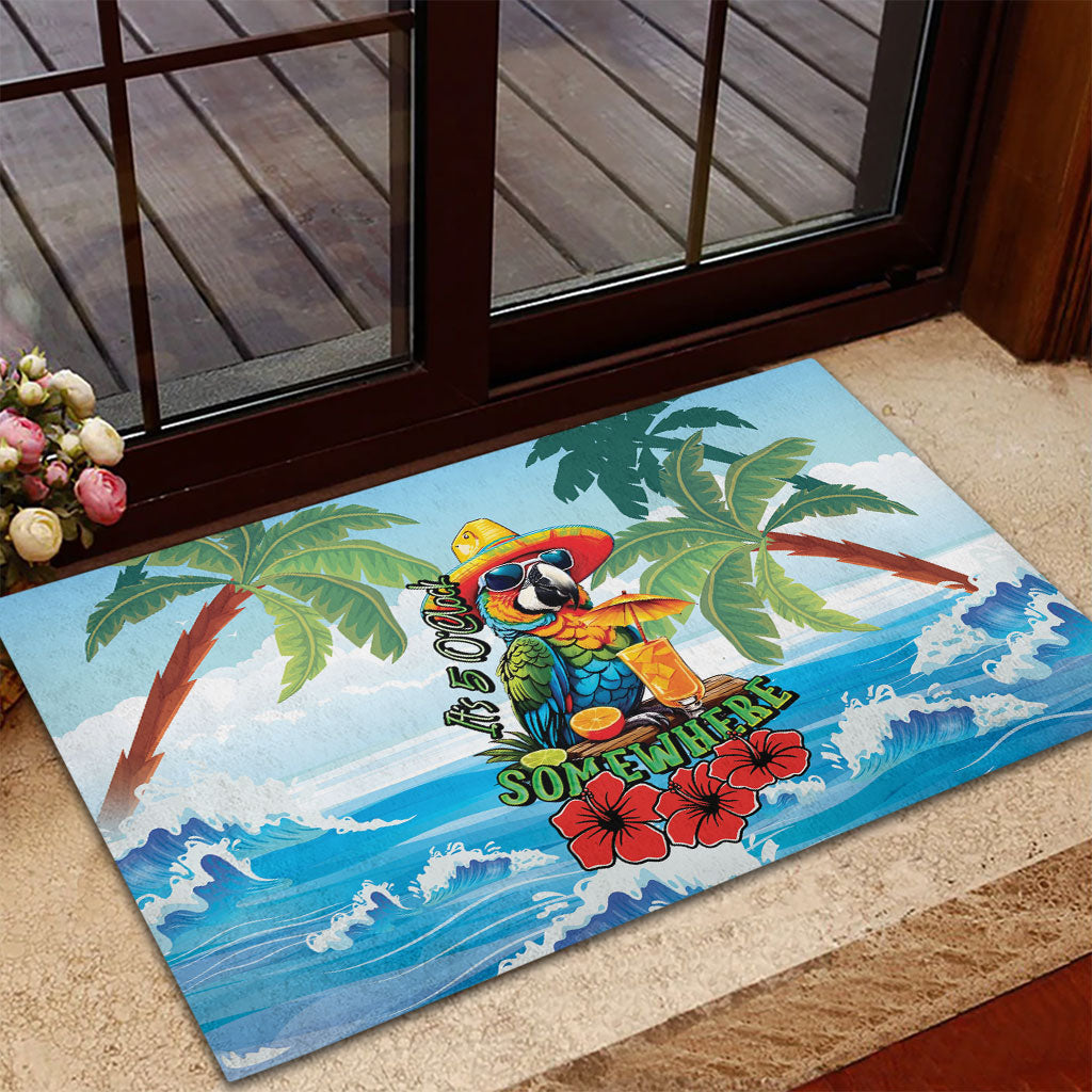 Funny Parrot Margarita Five O'clock Somewhere Rubber Doormat