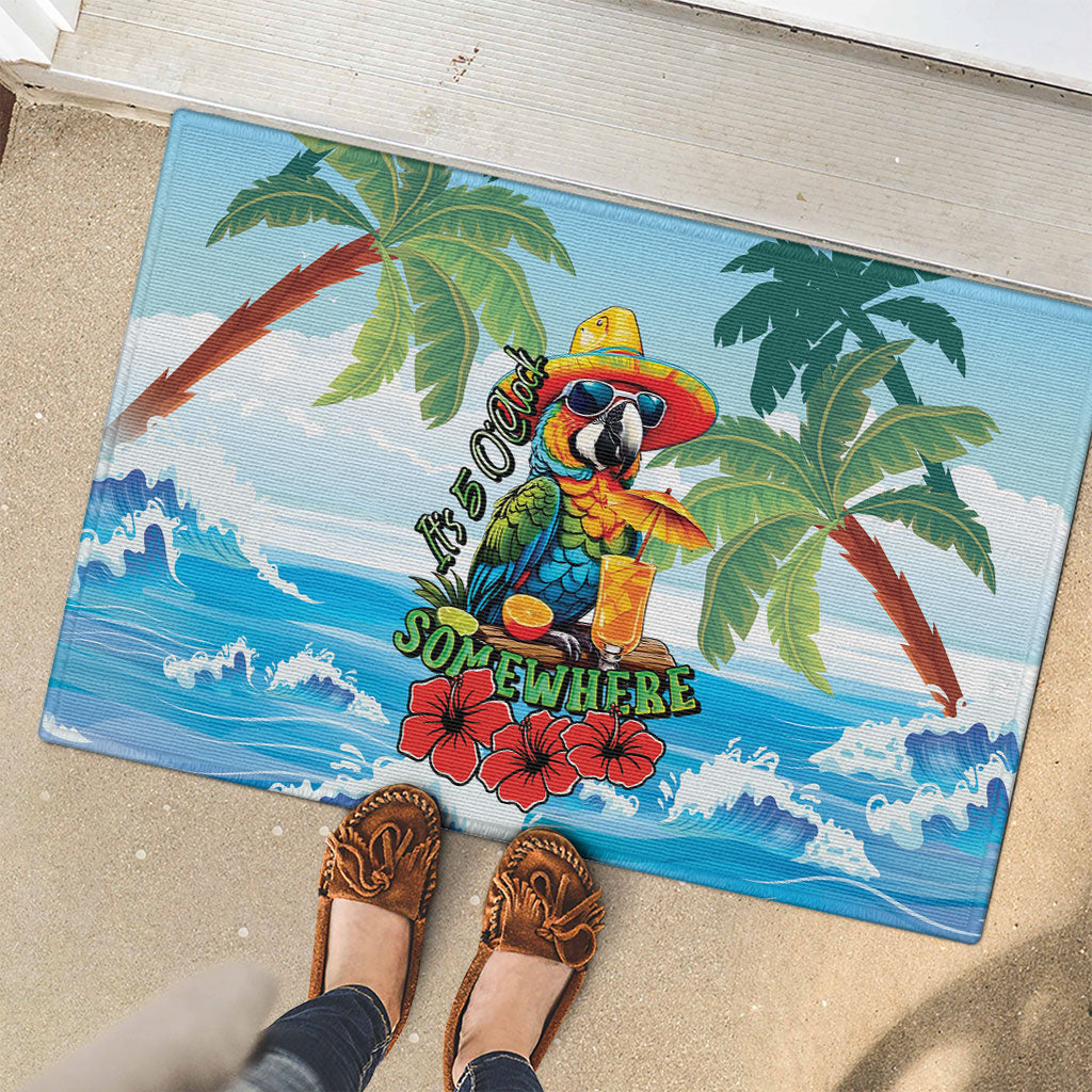 Funny Parrot Margarita Five O'clock Somewhere Rubber Doormat