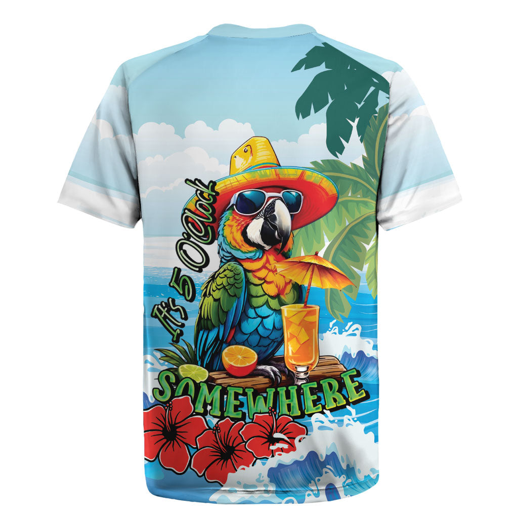 Funny Parrot Margarita Five O'clock Somewhere Rugby Jersey