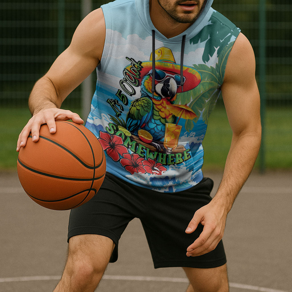 Funny Parrot Margarita Five O'clock Somewhere Sleeveless Hoodie
