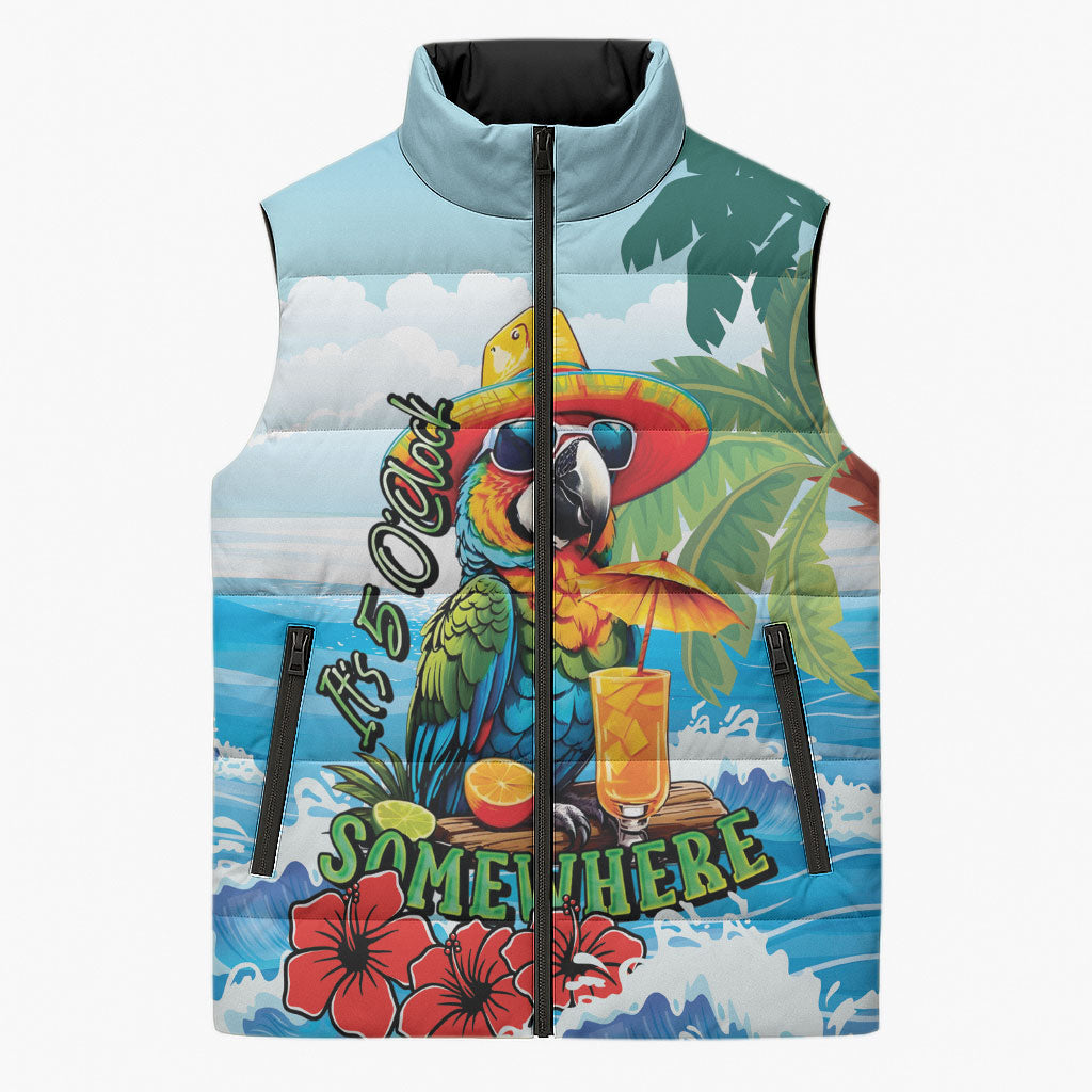 Funny Parrot Margarita Five O'clock Somewhere Sleeveless Puffer Jacket