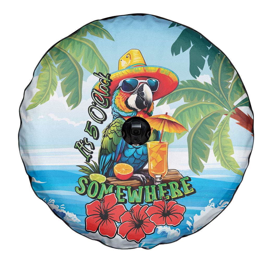 Funny Parrot Margarita Five O'clock Somewhere Spare Tire Cover