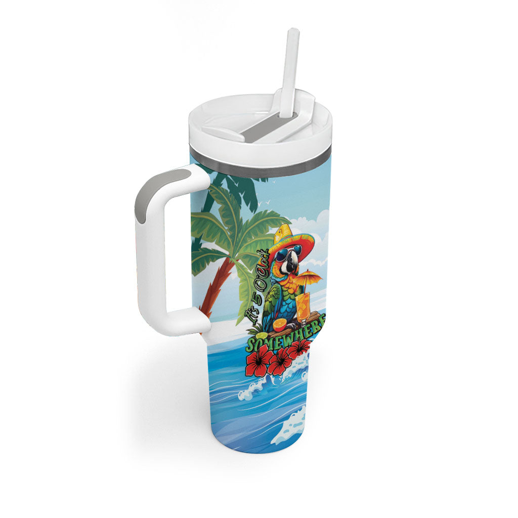 Funny Parrot Margarita Five O'clock Somewhere Tumbler With Handle