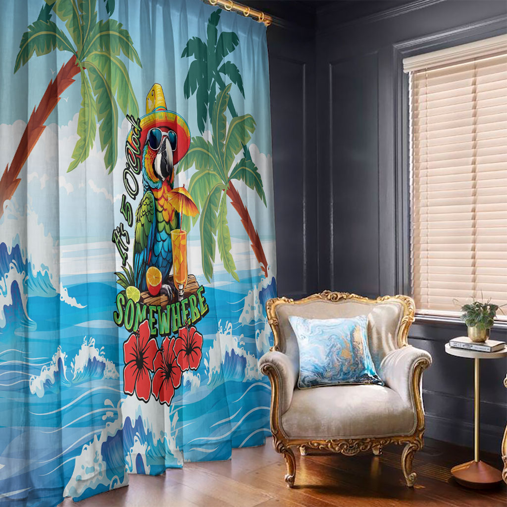 Funny Parrot Margarita Five O'clock Somewhere Window Curtain