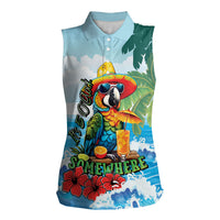 Funny Parrot Margarita Five O'clock Somewhere Women Sleeveless Polo Shirt