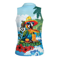 Funny Parrot Margarita Five O'clock Somewhere Women Sleeveless Polo Shirt
