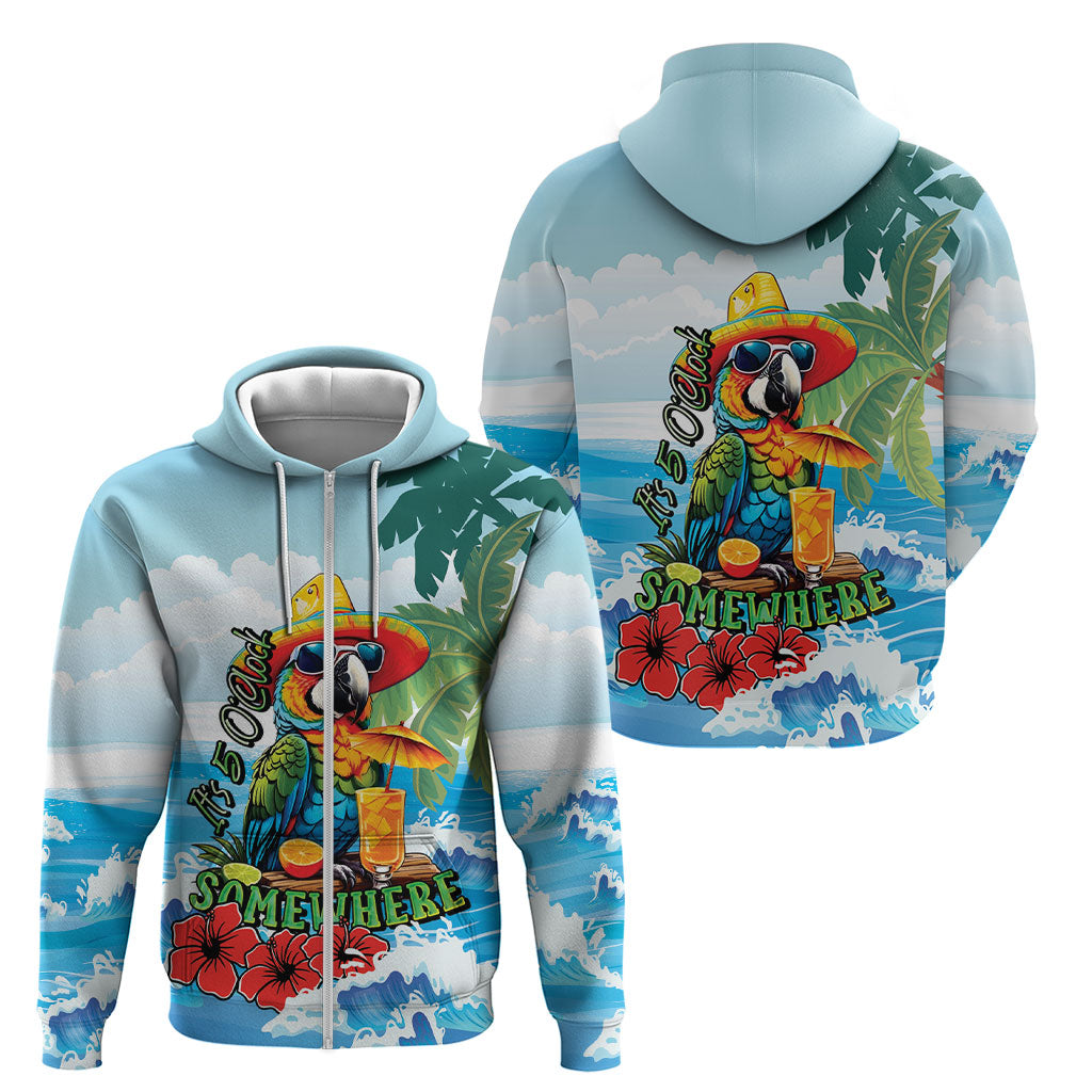 Funny Parrot Margarita Five O'clock Somewhere Zip Hoodie