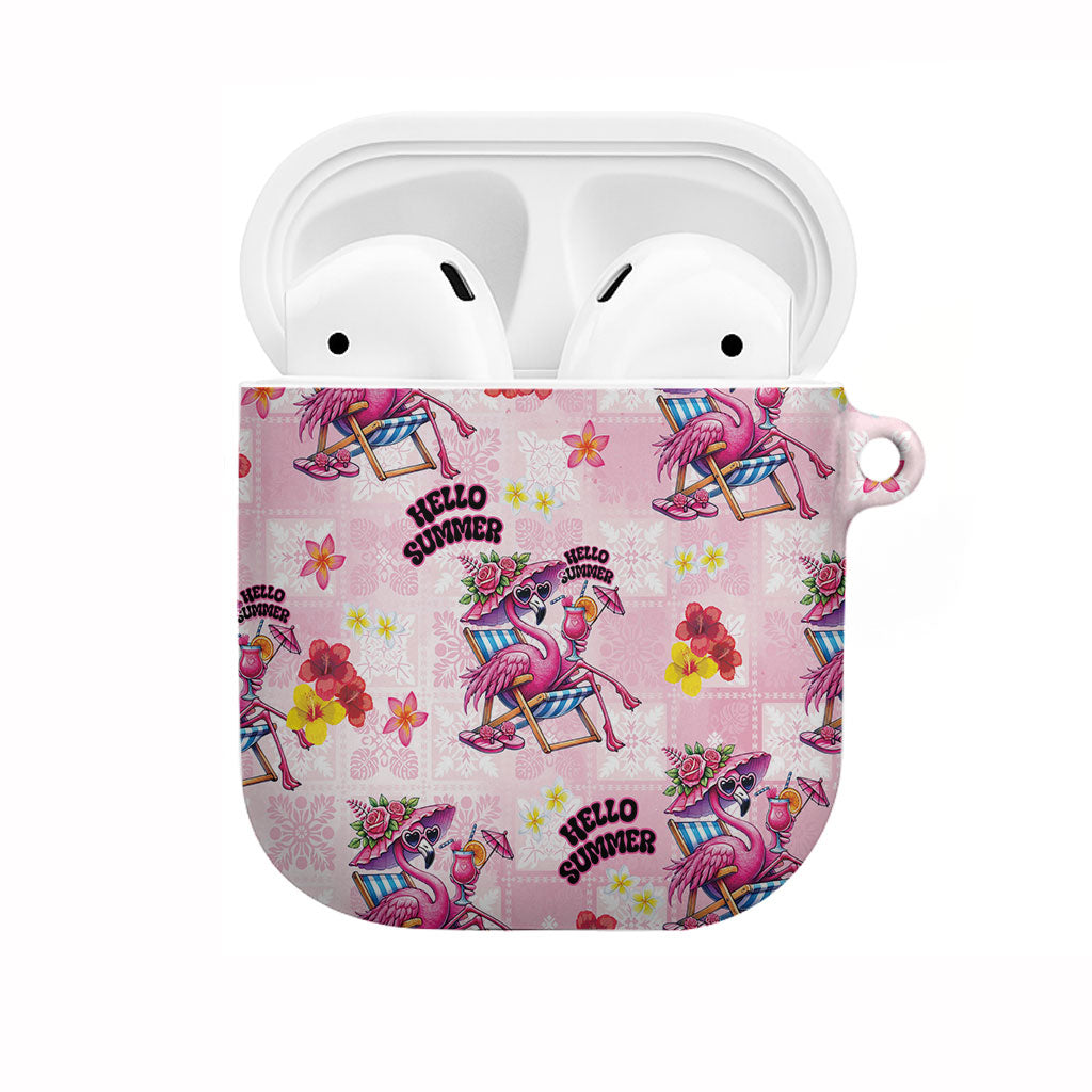 Hawaii Flamingo Hello Summer AirPods Case Hawaiian Quilt Pattern