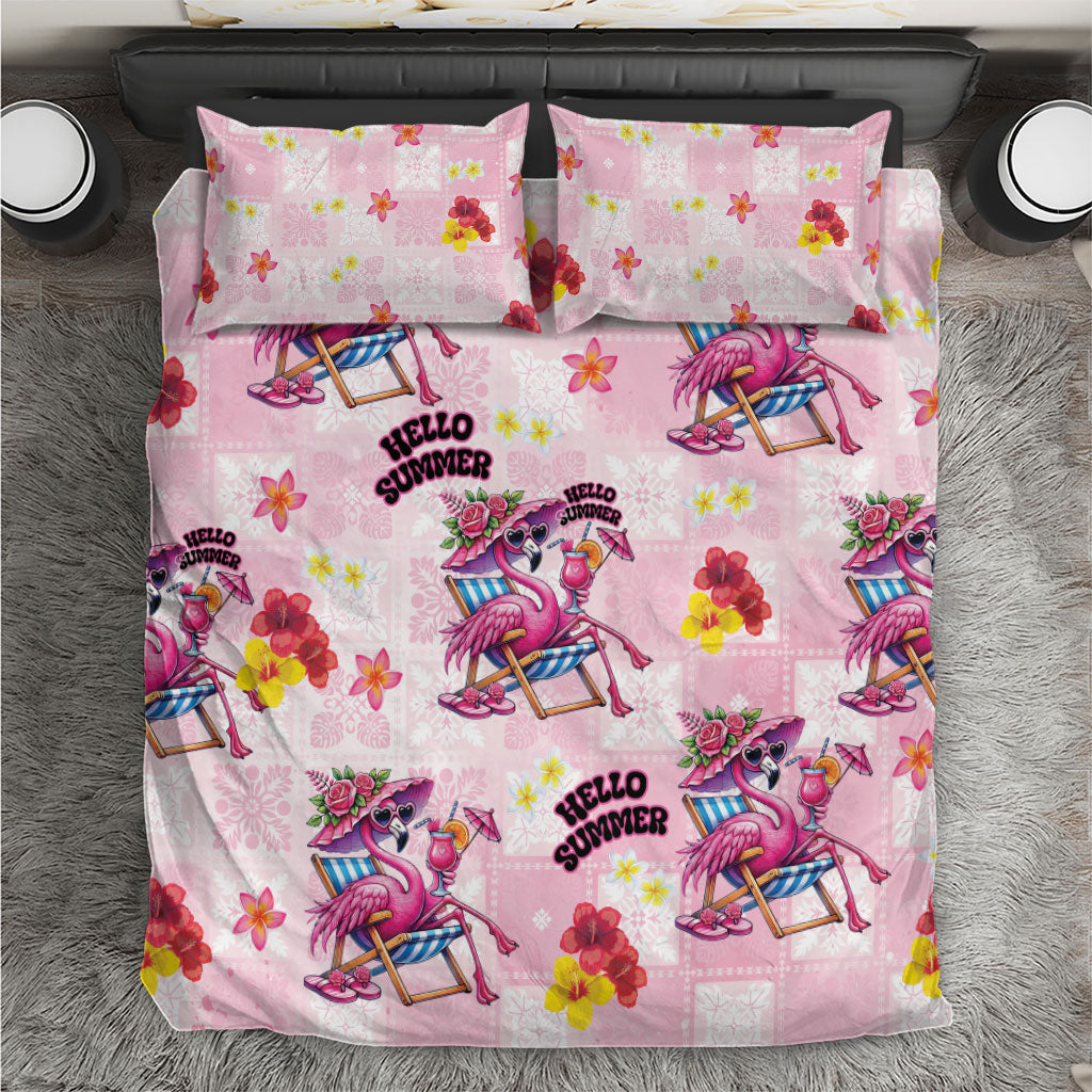Hawaii Flamingo Hello Summer Bedding Set Hawaiian Quilt Pattern LT9 Pink - Polynesian Pride