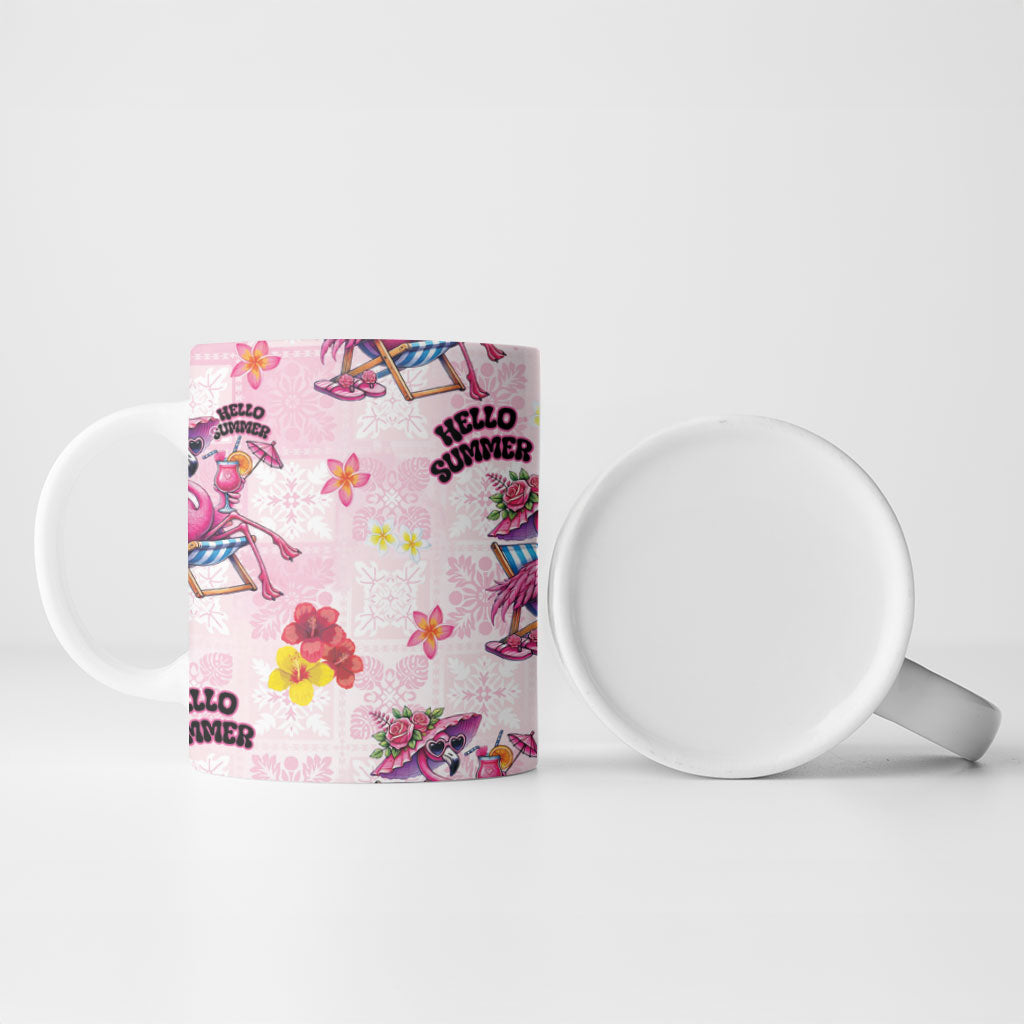 Hawaii Flamingo Hello Summer Ceramic Mug Hawaiian Quilt Pattern