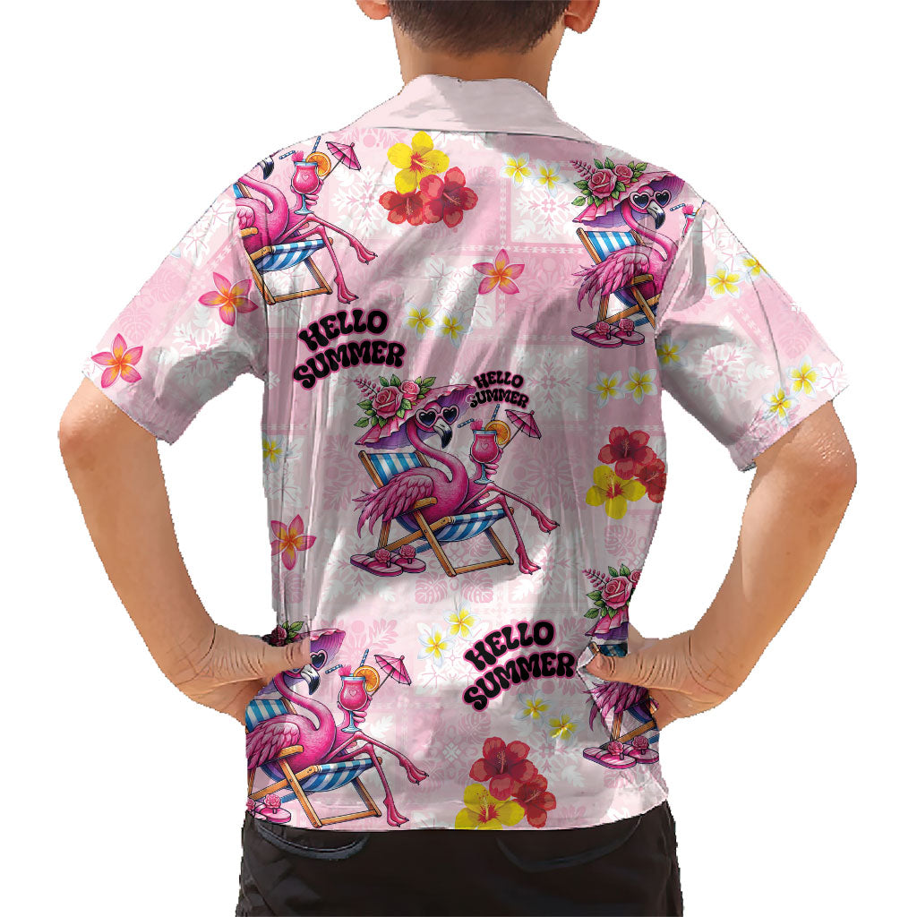 Hawaii Flamingo Hello Summer Family Matching Off Shoulder Maxi Dress and Hawaiian Shirt Hawaiian Quilt Pattern