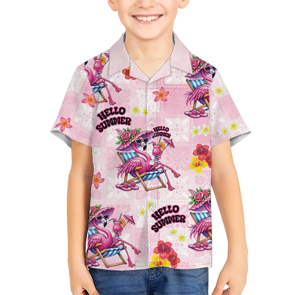 Hawaii Flamingo Hello Summer Family Matching Off Shoulder Maxi Dress and Hawaiian Shirt Hawaiian Quilt Pattern