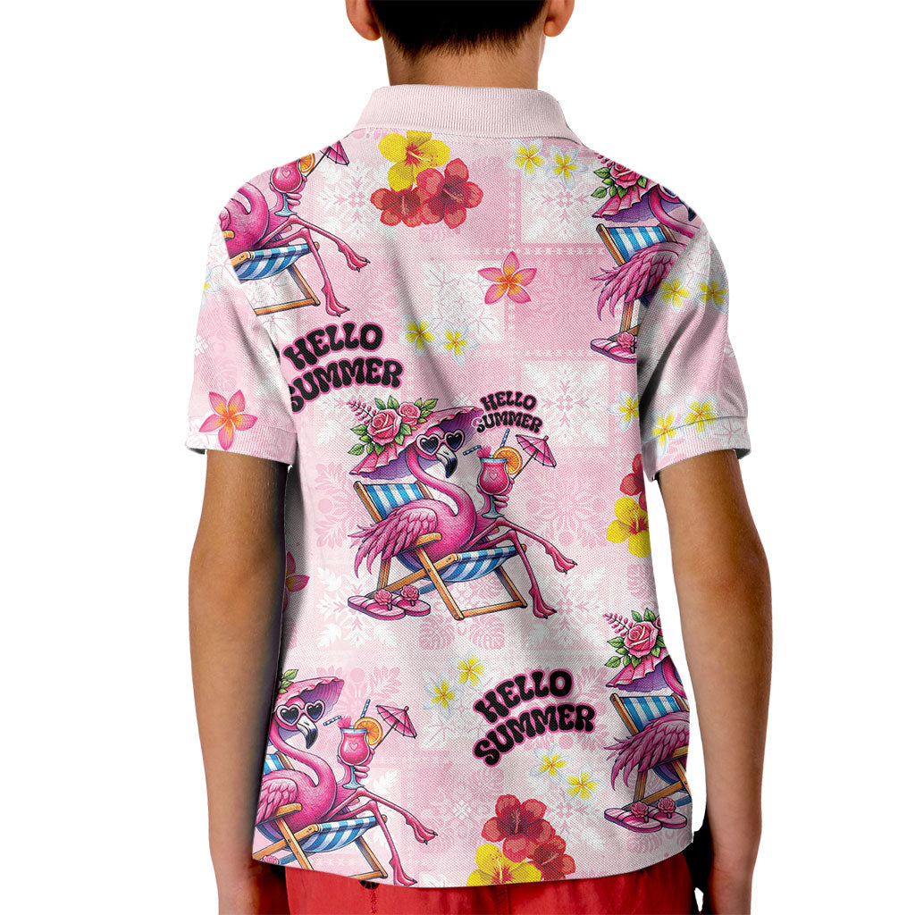 Hawaii Flamingo Hello Summer Kid Polo Shirt Hawaiian Quilt Pattern