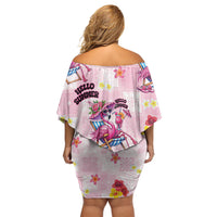 Hawaii Flamingo Hello Summer Off Shoulder Short Dress Hawaiian Quilt Pattern