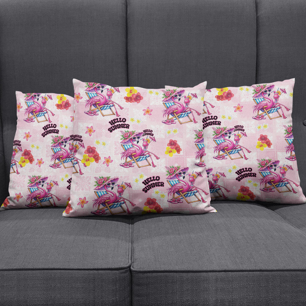 Hawaii Flamingo Hello Summer Pillow Cover Hawaiian Quilt Pattern