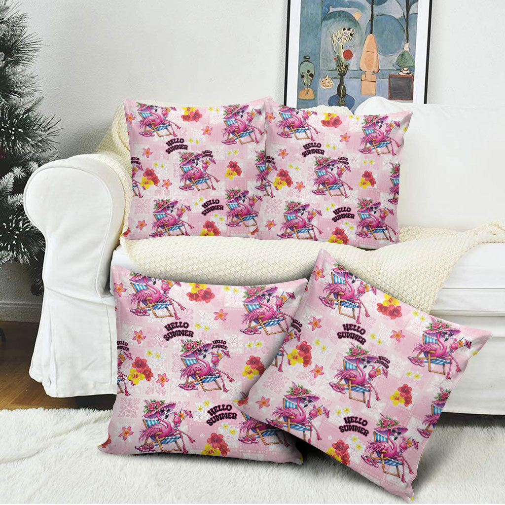 Hawaii Flamingo Hello Summer Pillow Cover Hawaiian Quilt Pattern