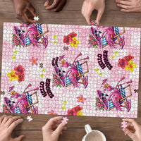 Hawaii Flamingo Hello Summer Puzzle Hawaiian Quilt Pattern