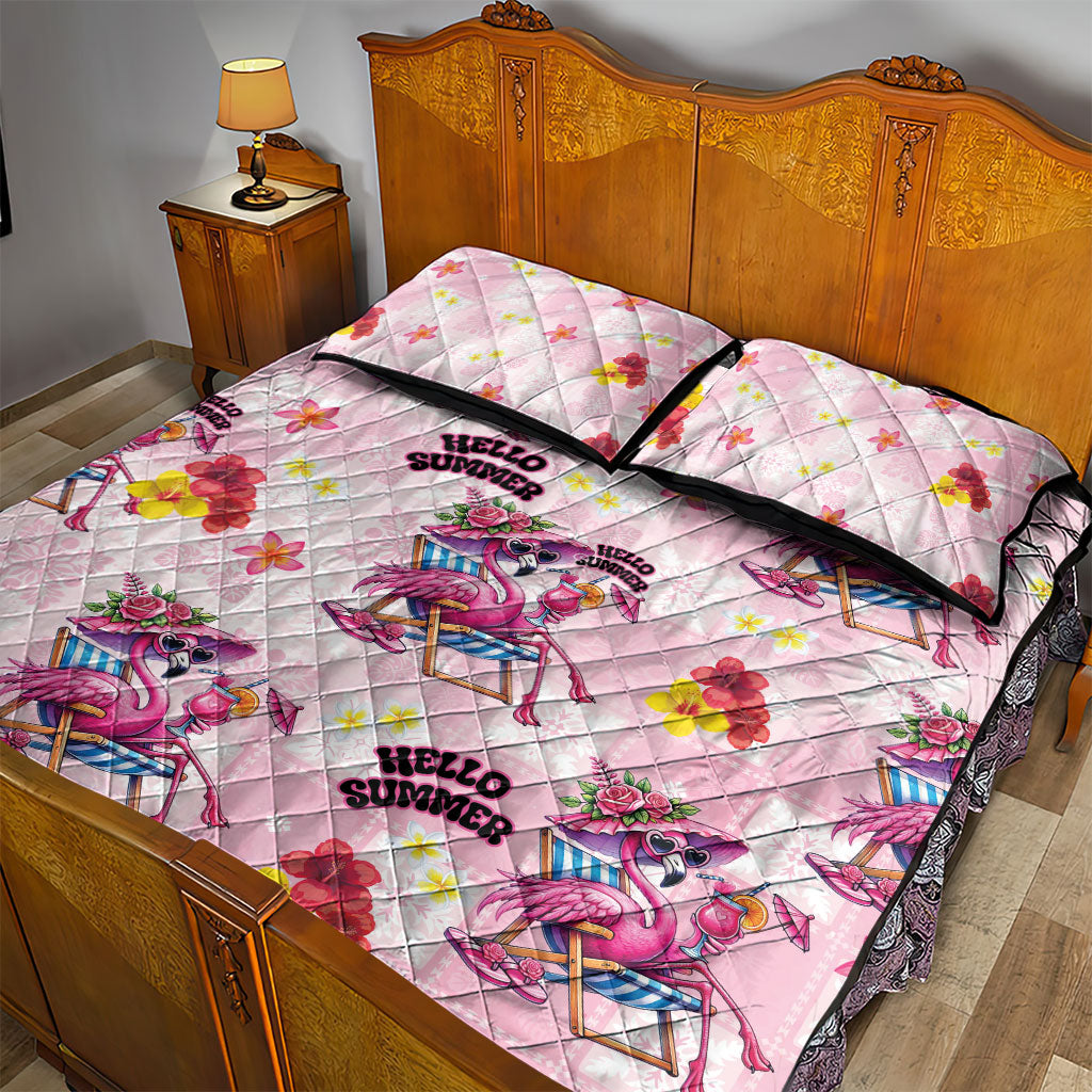 Hawaii Flamingo Hello Summer Quilt Bed Set Hawaiian Quilt Pattern
