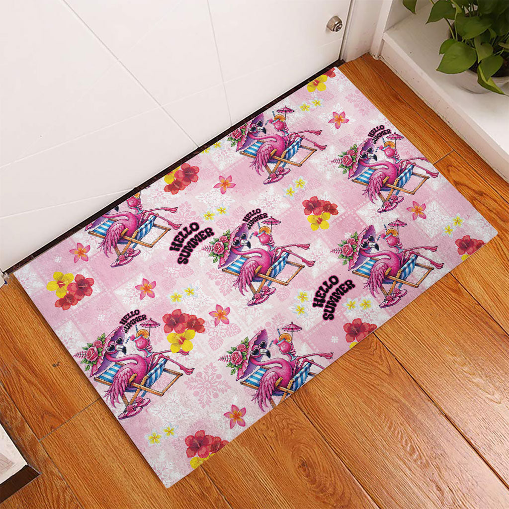 Hawaii Flamingo Hello Summer Rubber Doormat Hawaiian Quilt Pattern