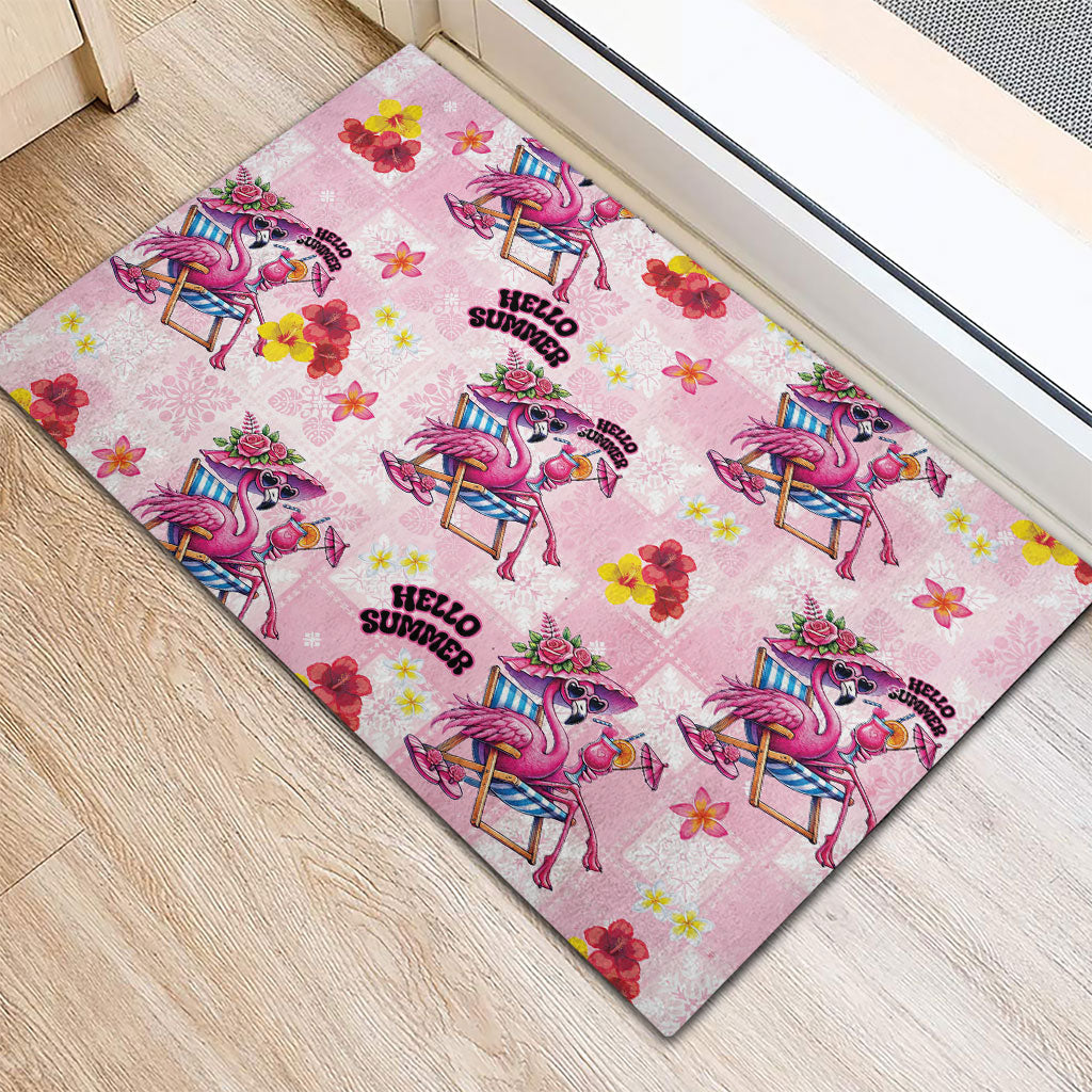 Hawaii Flamingo Hello Summer Rubber Doormat Hawaiian Quilt Pattern