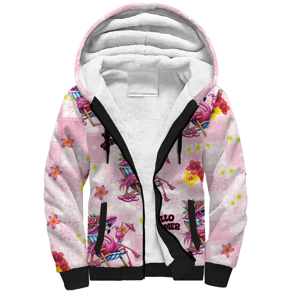 Hawaii Flamingo Hello Summer Sherpa Hoodie Hawaiian Quilt Pattern