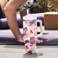 Hawaii Flamingo Hello Summer Tumbler With Handle Hawaiian Quilt Pattern