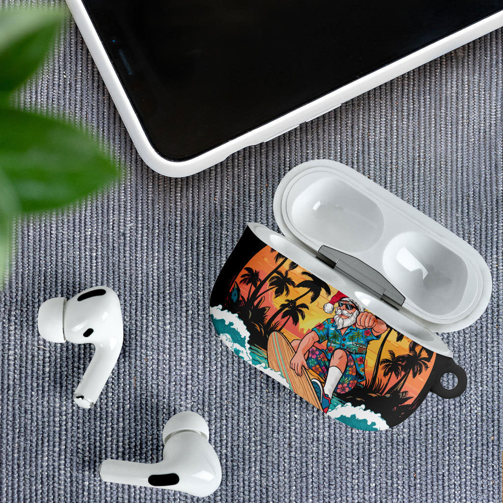 Vintage Santa Claus Surfing Summer AirPods Case Mele Kalikimaka i Iulai!