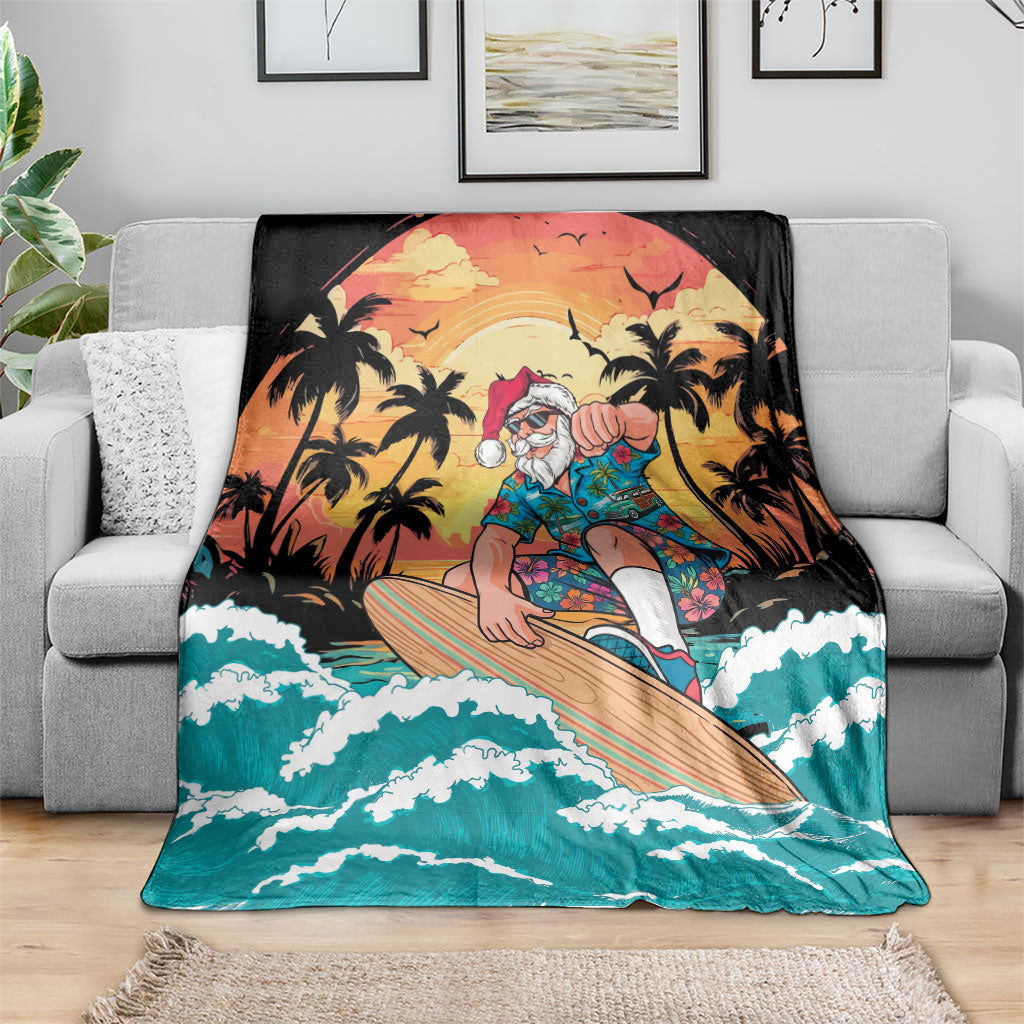Vintage Santa Claus Surfing Summer Blanket Mele Kalikimaka i Iulai!
