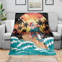 Vintage Santa Claus Surfing Summer Blanket Mele Kalikimaka i Iulai!