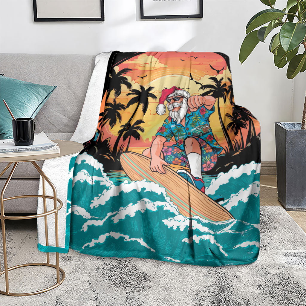 Vintage Santa Claus Surfing Summer Blanket Mele Kalikimaka i Iulai!