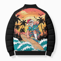 Vintage Santa Claus Surfing Summer Bomber Puffer Jacket Mele Kalikimaka i Iulai!