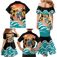 Vintage Santa Claus Surfing Summer Family Matching Mermaid Dress and Hawaiian Shirt Mele Kalikimaka i Iulai! LT9 - Polynesian Pride