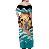 Vintage Santa Claus Surfing Summer Family Matching Off Shoulder Maxi Dress and Hawaiian Shirt Mele Kalikimaka i Iulai! LT9 - Polynesian Pride