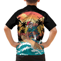 Vintage Santa Claus Surfing Summer Family Matching Puletasi and Hawaiian Shirt Mele Kalikimaka i Iulai! LT9 - Polynesian Pride