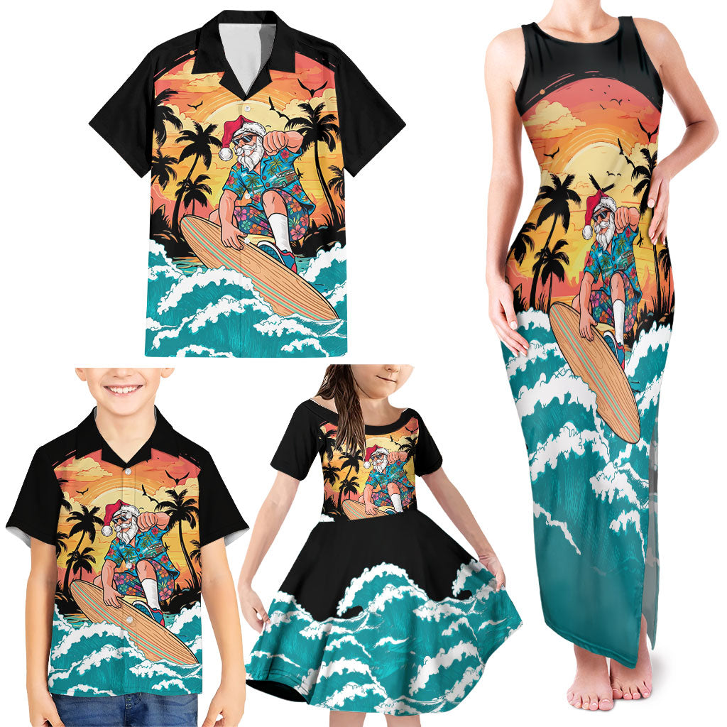 Vintage Santa Claus Surfing Summer Family Matching Tank Maxi Dress and Hawaiian Shirt Mele Kalikimaka i Iulai! LT9 - Polynesian Pride